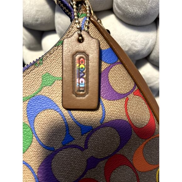 Coach Teri Shoulder Bag In Pride Rainbow Signature Canvas NWOT - Picture 3 of 9